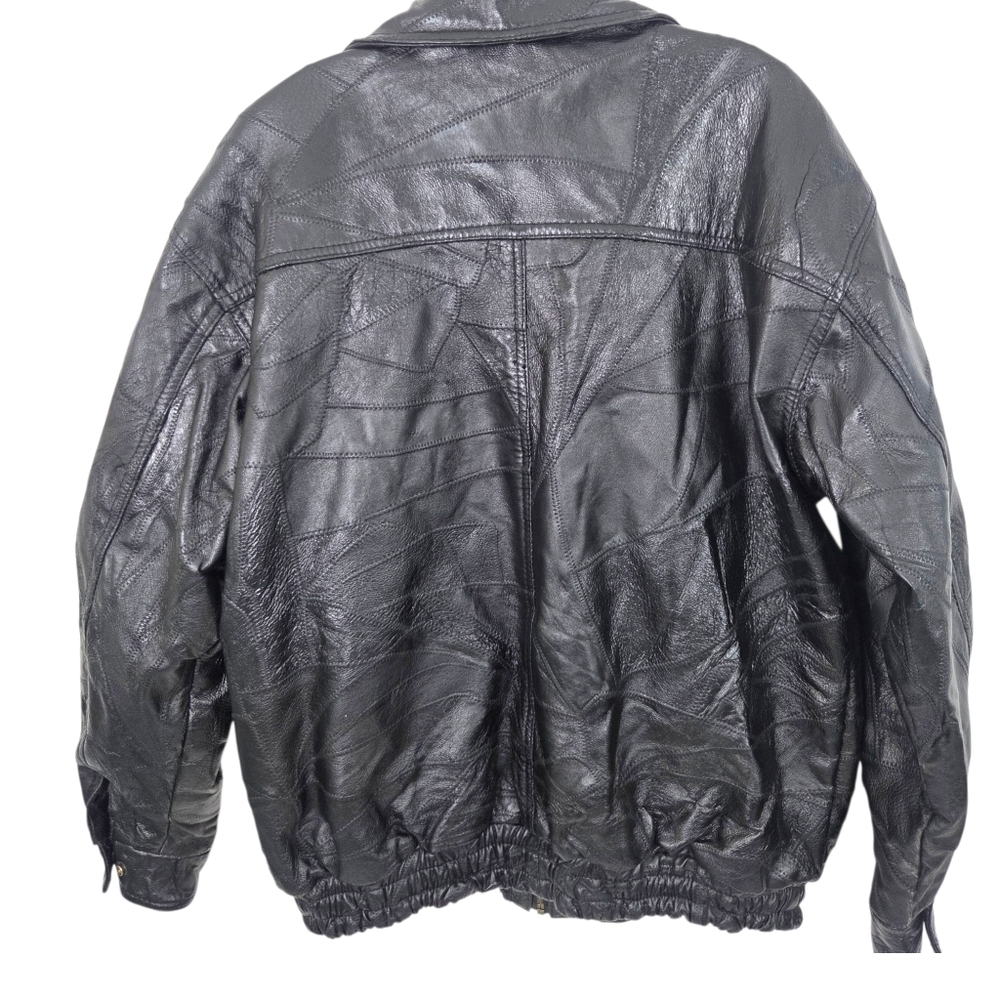 Vintage Patchwork Leather Bomber Jacker Mens Larg… - image 2
